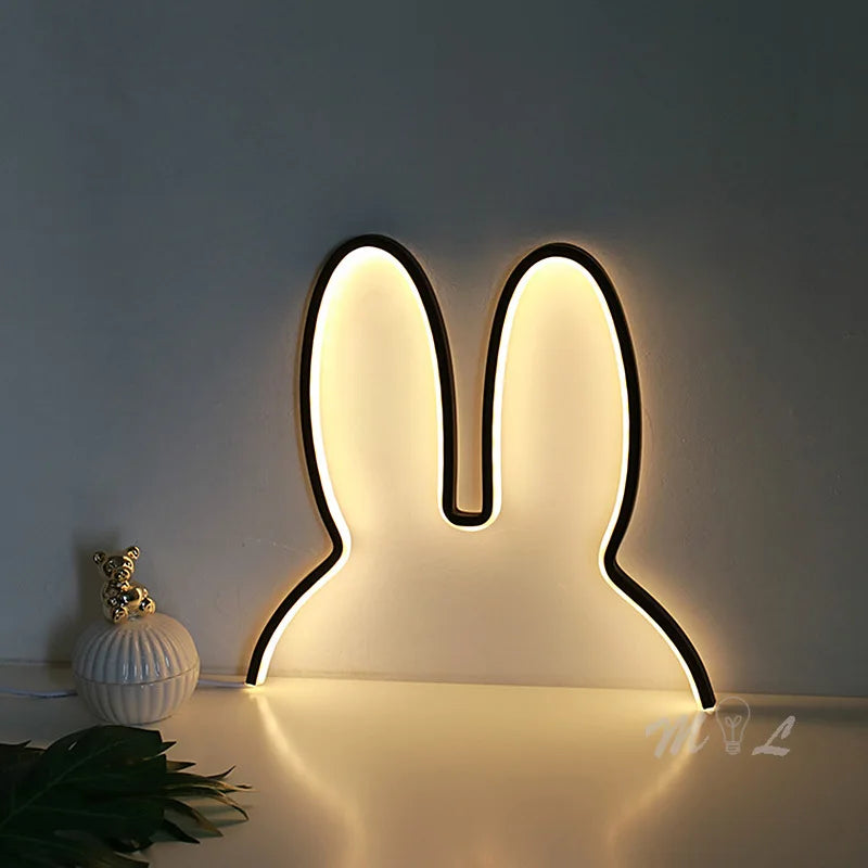 Rabbit LED Night Light – USB Rechargeable Desk Lamp for Kids’ Room, Nursery & Christmas Gift