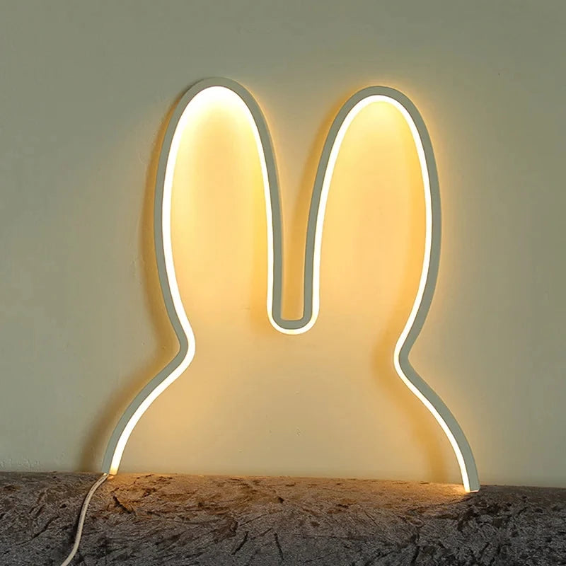 Rabbit LED Night Light – USB Rechargeable Desk Lamp for Kids’ Room, Nursery & Christmas Gift