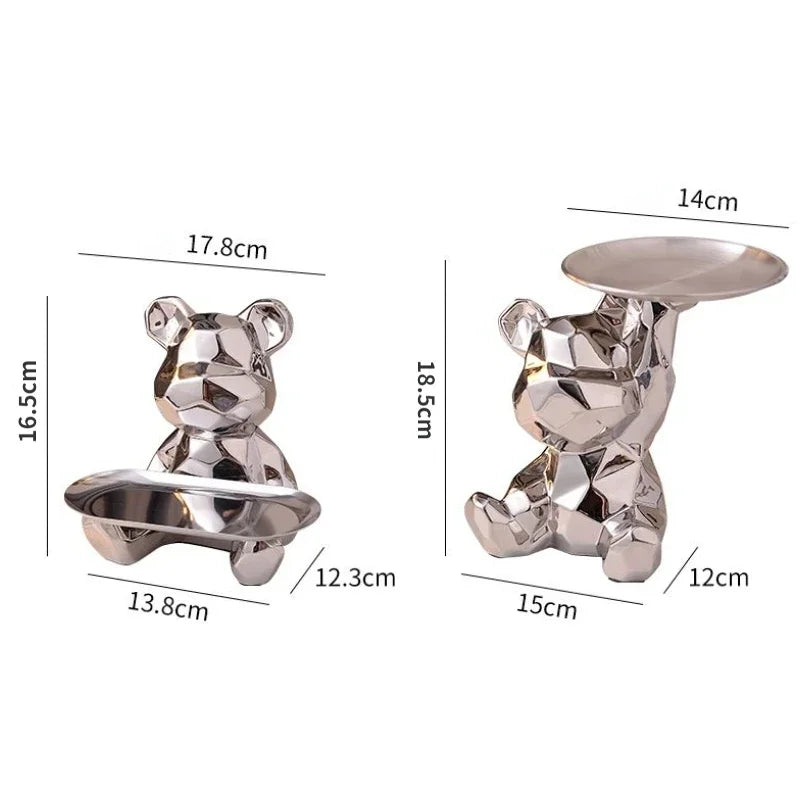 Geometric Bear Tray & Piggy Bank – Stylish Storage Decor