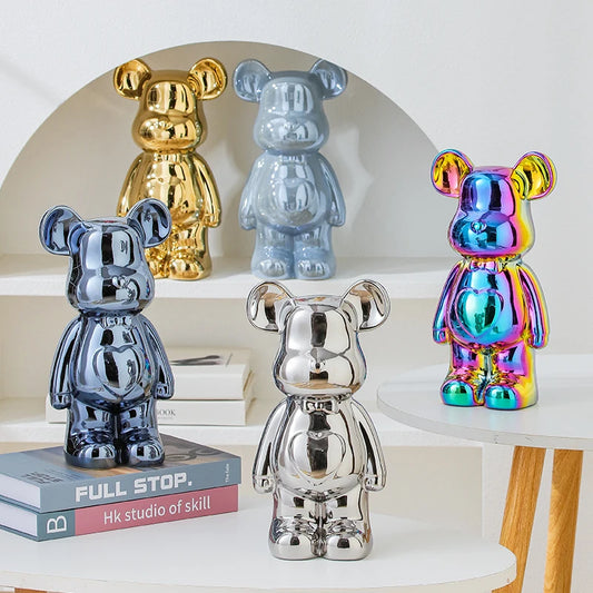Aesthetic Bearbrick Ceramic Statue – Teddy Style Decor