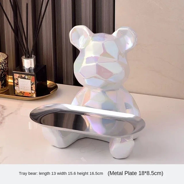 Geometric Bear Tray & Piggy Bank – Stylish Storage Decor
