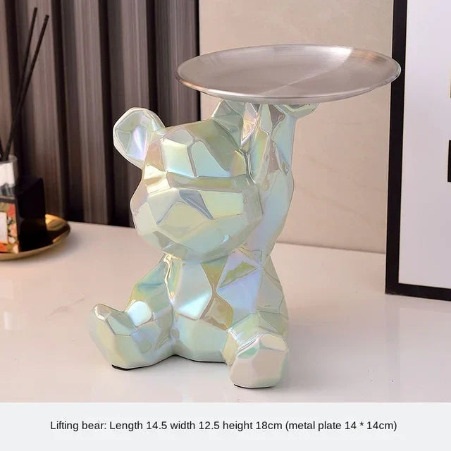 Geometric Bear Tray & Piggy Bank – Stylish Storage Decor