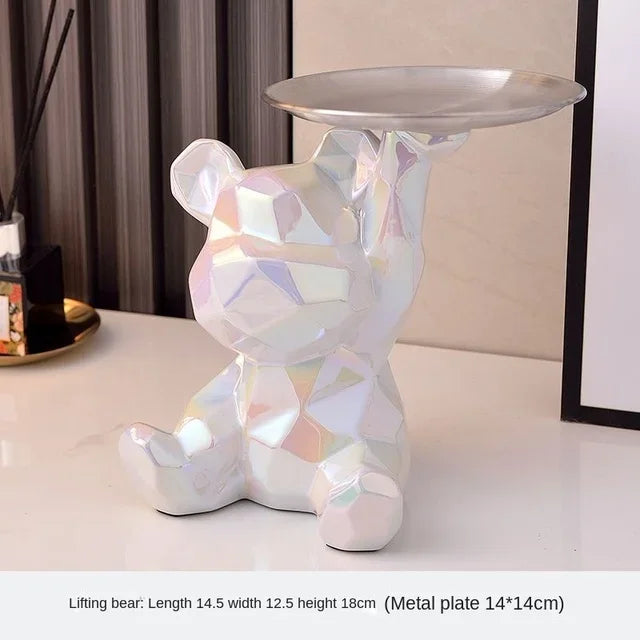 Geometric Bear Tray & Piggy Bank – Stylish Storage Decor
