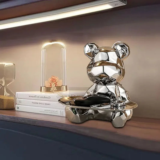 Geometric Bear Tray & Piggy Bank – Stylish Storage Decor