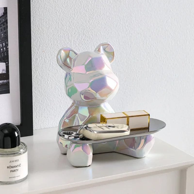 Geometric Bear Tray & Piggy Bank – Stylish Storage Decor