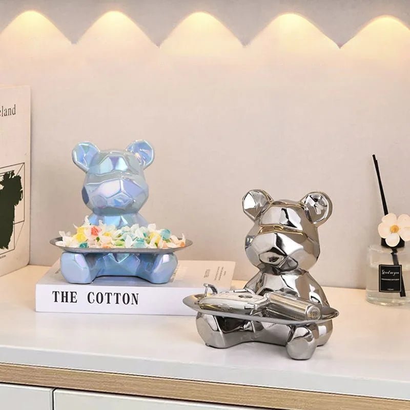 Geometric Bear Tray & Piggy Bank – Stylish Storage Decor