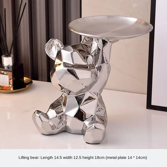 Geometric Bear Tray & Piggy Bank – Stylish Storage Decor