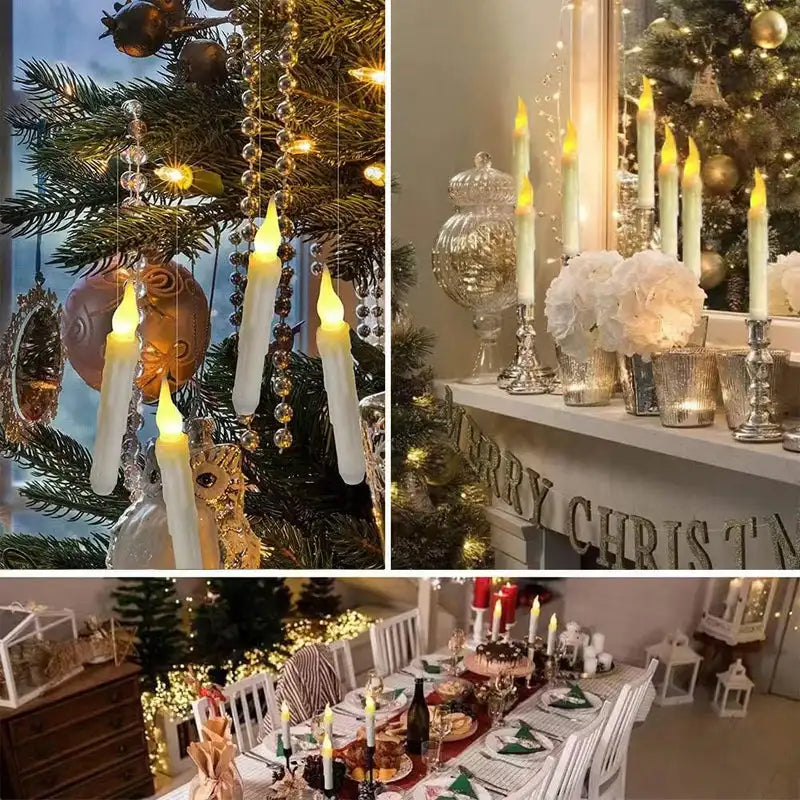 Floating LED Magic Candles – 12/20pcs Flameless Harry Potter-Inspired Hanging Candles with Remote Wand Control